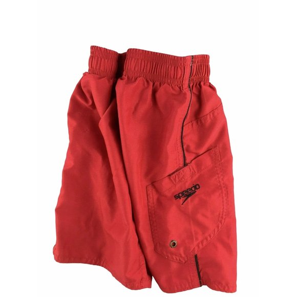 Speedo Board Shorts Swim Trunks Red Side Pocket 5